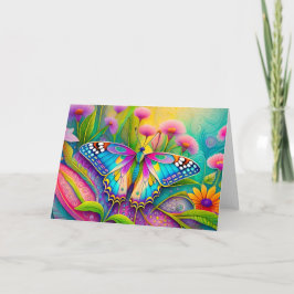 Färgämnen av Psychedelic Butterfly och Wildblommor Kort