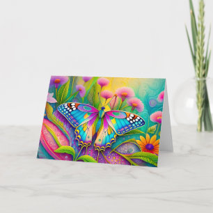 Färgämnen av Psychedelic Butterfly och Wildblommor Kort