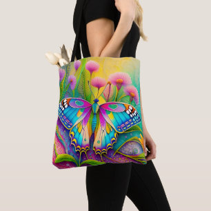 Färgämnen av Psychedelic Butterfly och Wildblommor Tygkasse