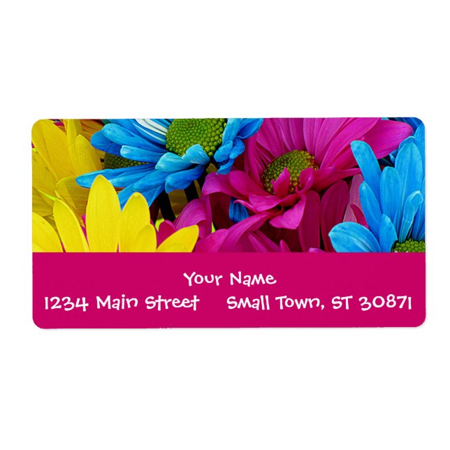 Färgämnen av Shock rosa Teal Blue Gerber Daisys Fl Fraktsedel (Framsidan)