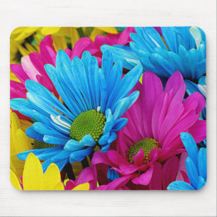 Färgämnen av Shock rosa Teal Blue Gerber Daisys Fl Musmatta