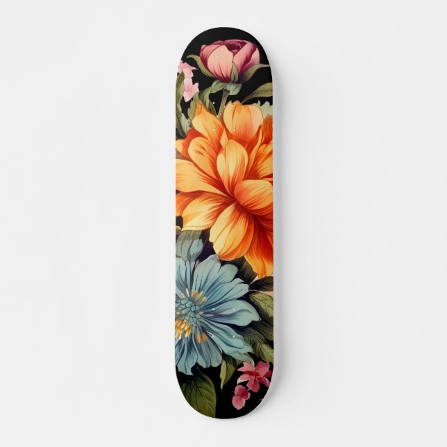Färgämnen av Wildblomma Mönster Skateboard (Framsida)