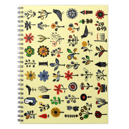 Färgämnen, blommigt och fåglar anteckningsbok