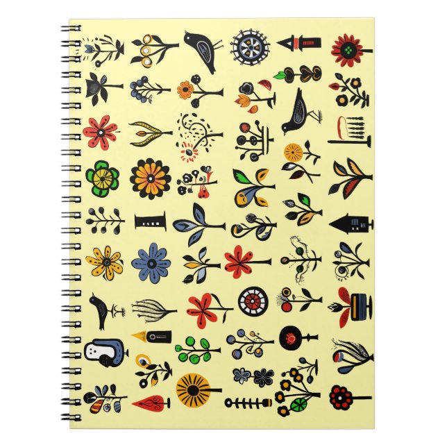 Färgämnen, blommigt och fåglar anteckningsbok (Framsidan)