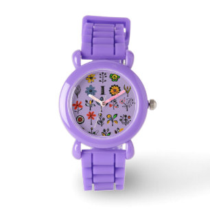 Färgämnen, blommigt och fåglar armbandsur
