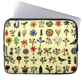 Färgämnen, blommigt och fåglar laptop fodral