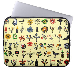 Färgämnen, blommigt och fåglar laptop fodral