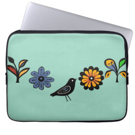 Färgämnen, blommigt och fåglar laptop fodral