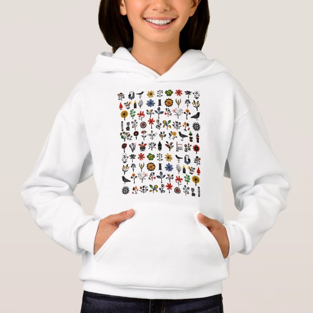 Färgämnen, blommigt och fåglar t shirt (Framsida)