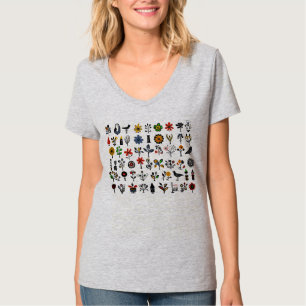 Färgämnen, blommigt och fåglar t shirt