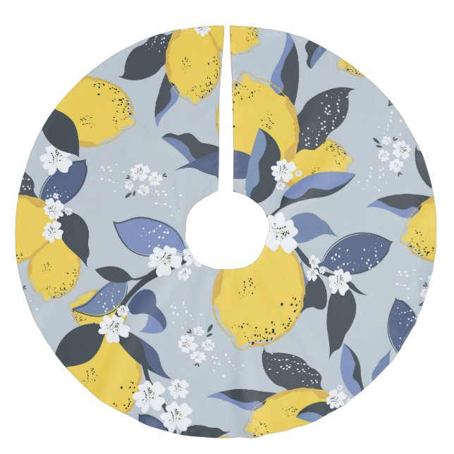 Färgämnen: Blommönstret Citrus Julgransmatta Borstad Polyester (Framsidan)