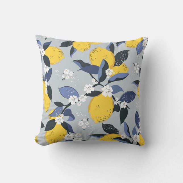 Färgämnen: Blommönstret Citrus Kudde (Framsida)