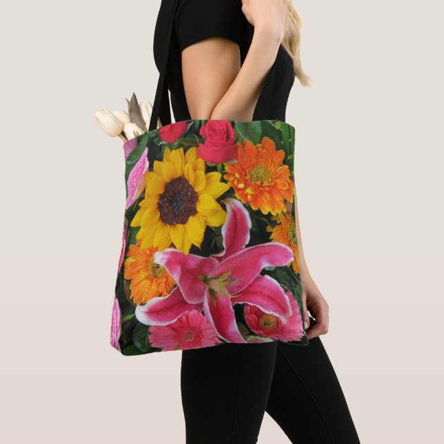 Färgämnen+ blommor, trädgård+ gnom, kalla+ l tygkasse (Närbild)