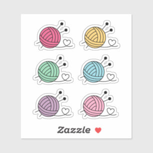 Färgämnen Boll i Knitting Yarn Craft, sats 6 Klistermärken