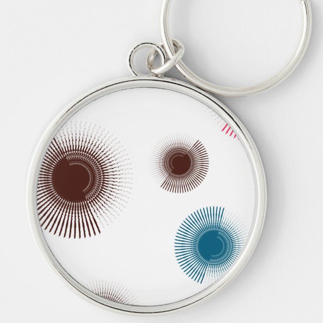 Färgämnen, coola, trender stadspenseldrag cirklar rund silverfärgad nyckelring (Framsidan)