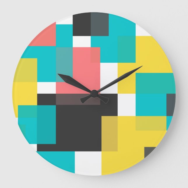 Färgämnen, coola, trendig, konst för stadsgeometri stor klocka (Framsida)