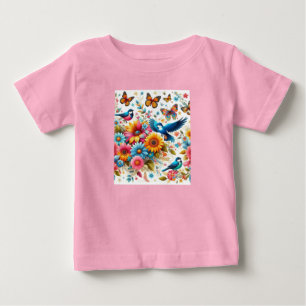 Färgämnen Fågelblommor Rosa Anpassningsbar T Shirt