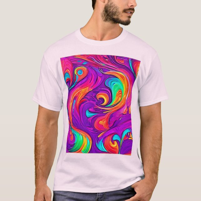 Färgämnen: Flowy Mönster T Shirt (Framsida)