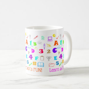 Färgämnen för barnskola, Brev och siffror Kaffemugg