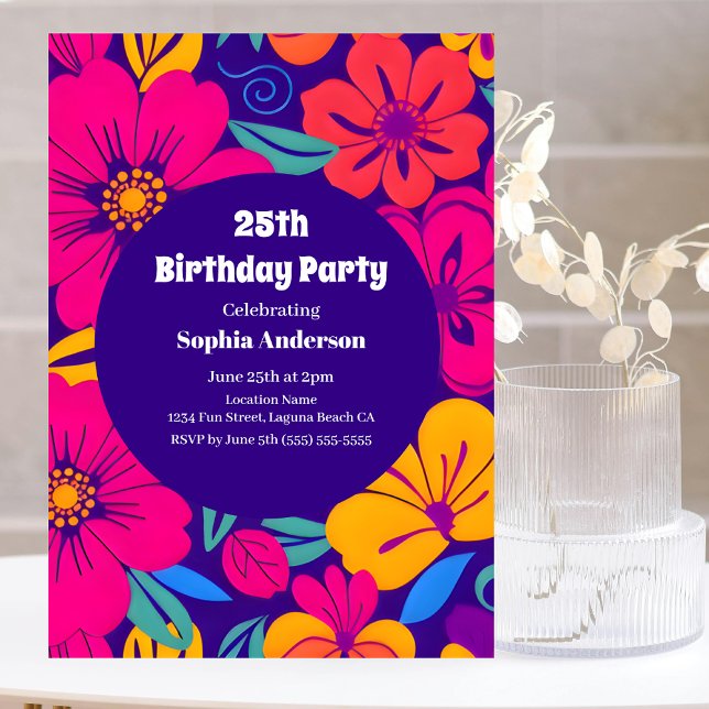 Färgämnen för bloddopamin-Stil-Retro-blommor Inbjudningar (Colorful Blooms-Dopamine Style Invitation)
