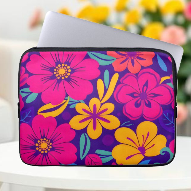 Färgämnen för bloddopamin-Stil-Retro-blommor Laptop Fodral (Colorful Blooms-Dopamine Style-Laptop Sleeve )