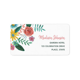 Färgämnen för blommigtar för vilda blommor i vår adressetikett