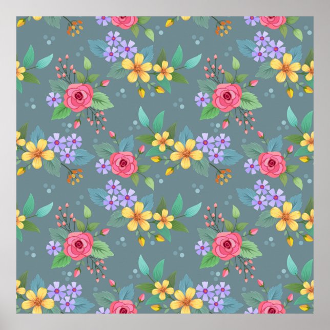 Färgämnen för blommor från hand plockade mönster v poster (Framsidan)
