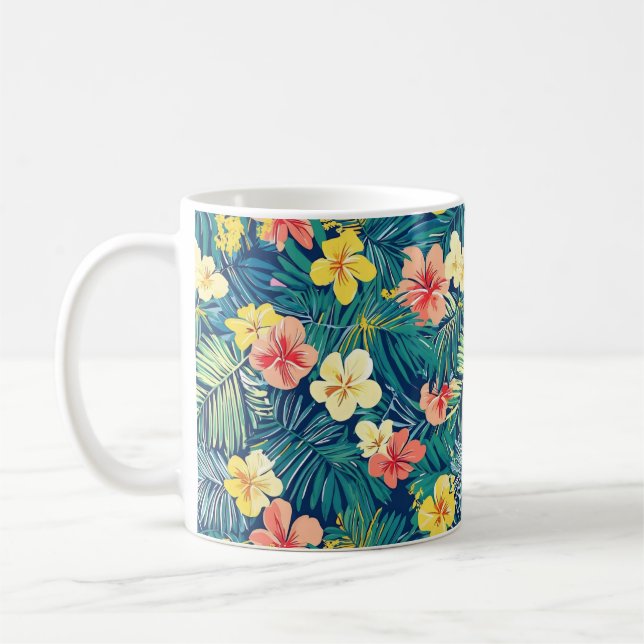 Färgämnen för exotiska blommor Mönster Kaffemugg (Vänster)