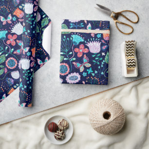 Färgämnen för exotiska blommor mönster presentpapper