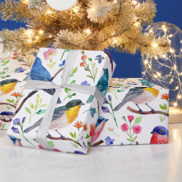 Färgämnen för fåglar och blommor mönster presentpapper