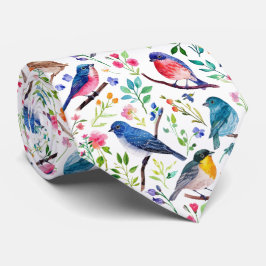 Färgämnen för fåglar och blommor mönster slips