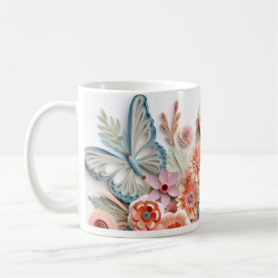 Färgämnen för fjäril Blommor Sublicering Kaffemugg