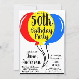 Färgämnen för födelsedagsballonger 50 Party Inbjudningar