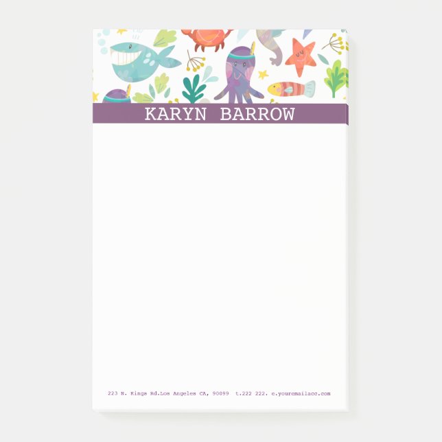 Färgämnen för havsdjur Mönster Post-it Block (Framsida)