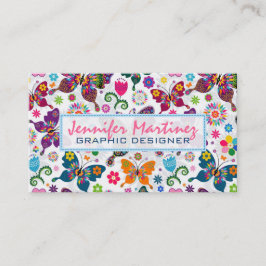 Färgämnen för Retro Butterflies & Flowers Mönster Visitkort