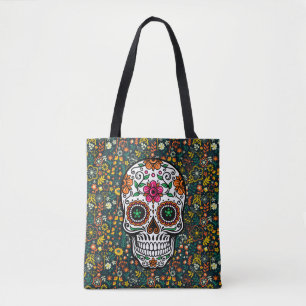 Färgämnen för Retro Flowers Mönster & Sugar Skull Tygkasse