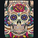 Färgämnen för Retro Sugar Skullblommor och Ro iPad Skydd<br><div class="desc">Färglöst sockerskalle med återblommor och ro.</div>