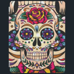 Färgämnen för Retro Sugar Skullblommor och Ro iPad Skydd<br><div class="desc">Färglöst sockerskalle med återblommor och ro.</div>
