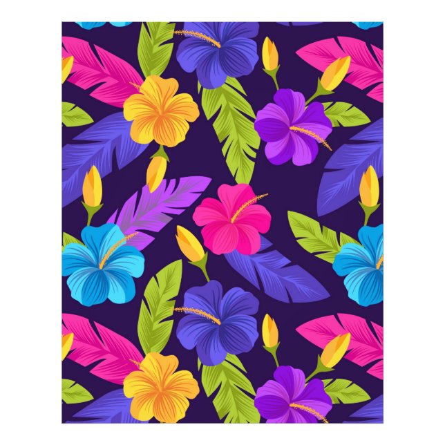 Färgämnen för tropisk Löv Flowers Mönster Fototryck (Framsidan)