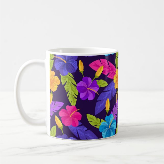 Färgämnen för tropisk Löv Flowers Mönster Kaffemugg (Vänster)