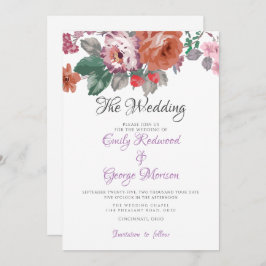 Färgämnen för vattenfärg Flowers Bröllop Inbjudningar