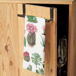 Färgämnen för vattenfärgaktus- och succulents-blom kökshandduk