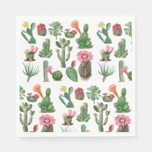 Färgämnen för vattenfärgaktus- och succulents-blom pappersservett