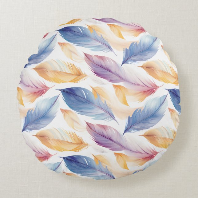 Färgämnen för vattenfärgen Fjädrar Rund Kudde (Framsidan)