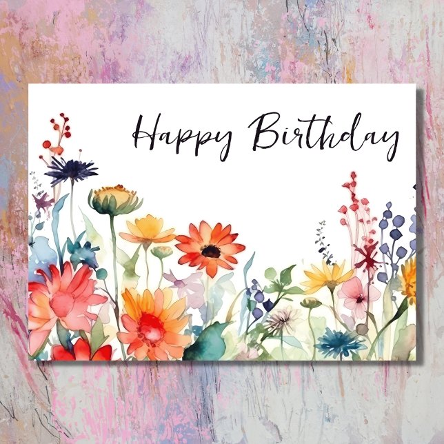 Färgämnen för vilda blommor Vibrant Flowers Birthd Kort (Front - Colorful Wildflowers Vibrant Flowers Birthday Card)