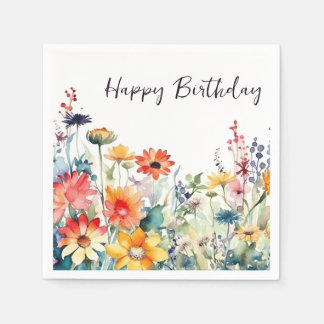 Färgämnen för vilda blommor Vibrant Flowers Birthd Pappersservett