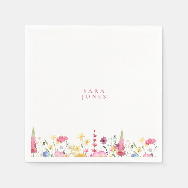 Färgämnen för Wildblommor Anpassningsbar Rosa Namn Pappersservett (Framsidan)