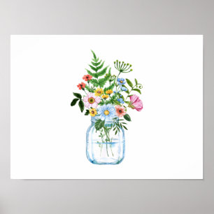 Färgämnen för Wildblommor i Mason Burk Poster