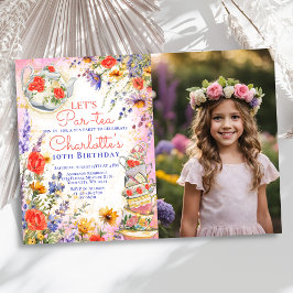 Färgämnen för Wildblommor Tea Party Birthday Photo Inbjudningar