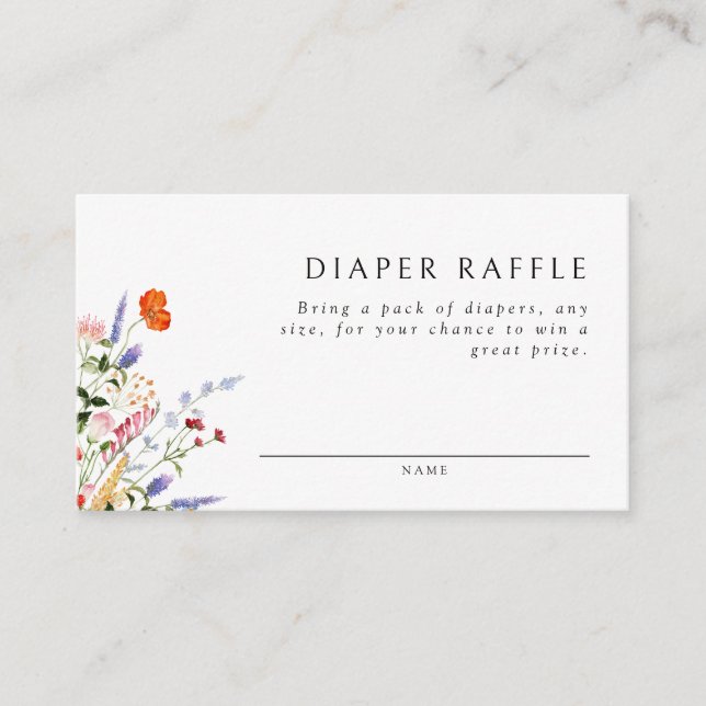 Färgämnen från Wildblommor Diaper Raffle Tilläggskort (Framsida)